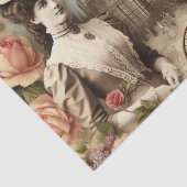  Victoriaans dame en fietscollage Tissuepapier (Detail)