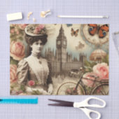  Victoriaans dame en fietscollage Tissuepapier (Craft)