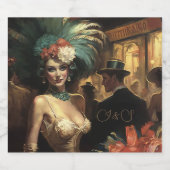 Victoriaans Dame en Florals in Hair Sparkling Wijnetiket (Enkel label)