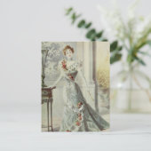 Victoriaans Dame -  Frans Mode-grijs jurk Briefkaart (Staand voorkant)