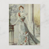 Victoriaans Dame -  Frans Mode-grijs jurk Briefkaart (Voorkant)