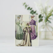 Victoriaans dame -  franse Mode-bruine jurk Briefkaart (Staand voorkant)