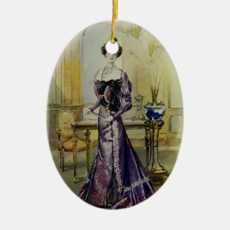 Victoriaans dame- Franse Mode-Gele dress Keramisch Ornament