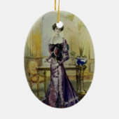 Victoriaans dame- Franse Mode-Gele dress Keramisch Ornament (Achterkant)