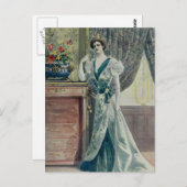 Victoriaans Dame -  Franse Mode-Green Dress Briefkaart (Voorkant / Achterkant)