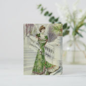Victoriaans Dame -  Franse Mode - Groene jurk Briefkaart (Staand voorkant)