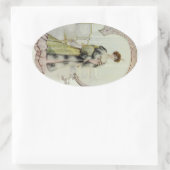 Victoriaans dame- Franse Mode-perzik jurk Ovale Sticker (Tas)