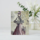Victoriaans Dame –  Franse Mode-roze jurk Briefkaart (Staand voorkant)