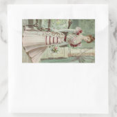 Victoriaans dame- Franse Mode -Roze jurk Rechthoekige Sticker (Tas)