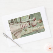Victoriaans dame- Franse Mode -Roze jurk Rechthoekige Sticker (Envelop)