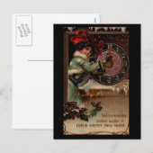  Victoriaans Dame Gelukkig Nieuwjaar Briefkaart (Voorkant / Achterkant)