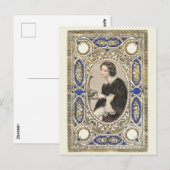 Victoriaans dame, haar vogel voeden,  stijl briefkaart (Voorkant / Achterkant)