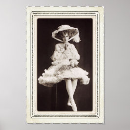 Victoriaans dame in balletdanseres B/W Poster