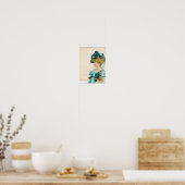  Victoriaans dame in blauw Floral Poster (Keuken)