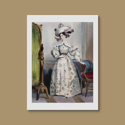 Victoriaans dame in bloemenrok - Elegante Vintage  Poster