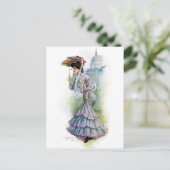 Victoriaans dame in de Lavender Dress Briefkaart (Staand voorkant)