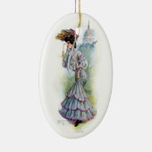 Victoriaans dame in de Lavender Dress Keramisch Ornament (Rechts)