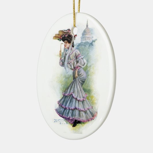 Victoriaans dame in de Lavender Dress Keramisch Ornament (Links)