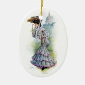 Victoriaans dame in de Lavender Dress Keramisch Ornament (Voorkant)
