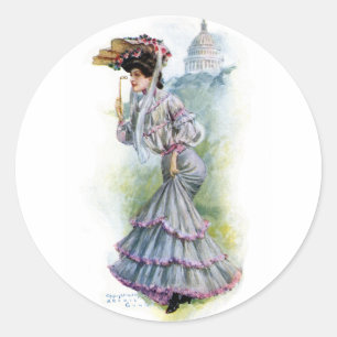 Victoriaans dame in de Lavender Dress Ronde Sticker