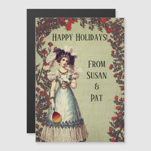 Victoriaans dame in de Rode Rozentuin met ventilat