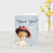 Victoriaans dame in gevederde Pet Note Kaart (Gele Bloem)