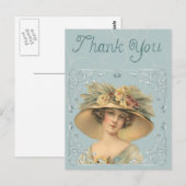 Victoriaans dame in groot pet - Dank u wel Briefkaart (Voorkant / Achterkant)