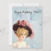 Victoriaans dame in het Pet met roze rozen Kaart (Voorkant)