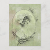 Victoriaans dame in Pet Verdigris Green Briefkaart (Voorkant)
