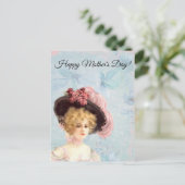 Victoriaans dame in Pink Feathered Pet Briefkaart (Staand voorkant)