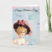 Victoriaans dame in Pink Feathered Pet Kaart (Voorkant)