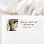 Victoriaans dame in profiel Damask Terug Etiket (Insitu)