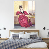 Victoriaans Dame in Rood - Elegante  Kunstdruk Canvas Afdruk (Insitu (Slaapkamer))