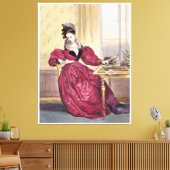 Victoriaans Dame in Rood - Elegante  Kunstdruk Canvas Afdruk (Insitu (Woonkamer))
