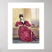 Victoriaans Dame in Rood - Elegante Kunstdruk Poster (Voorkant)