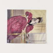 Victoriaans Dame in Rood - Elegante  Kunstdruk Wandkleed (Voorkant (horizontaal))