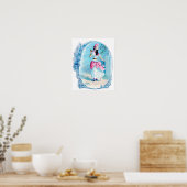 Victoriaans dame in roze Art Print (Keuken)