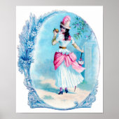 Victoriaans dame in roze Art Print (Voorkant)