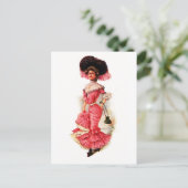Victoriaans dame in roze dress briefkaart (Staand voorkant)