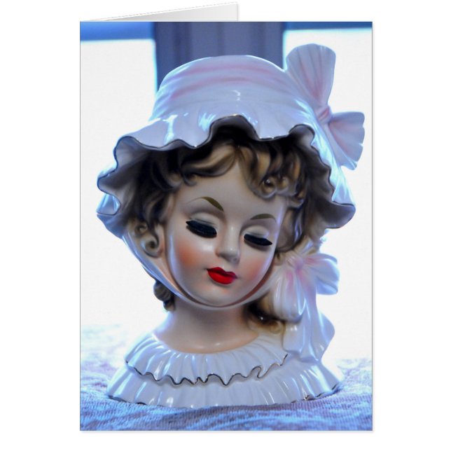 Victoriaans dame in Ruffled Bonnet Head Vase Girly (Voorkant)