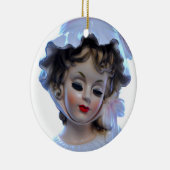 Victoriaans dame in Ruffled Bonnet Head Vase Sweet Keramisch Ornament (Rechts)