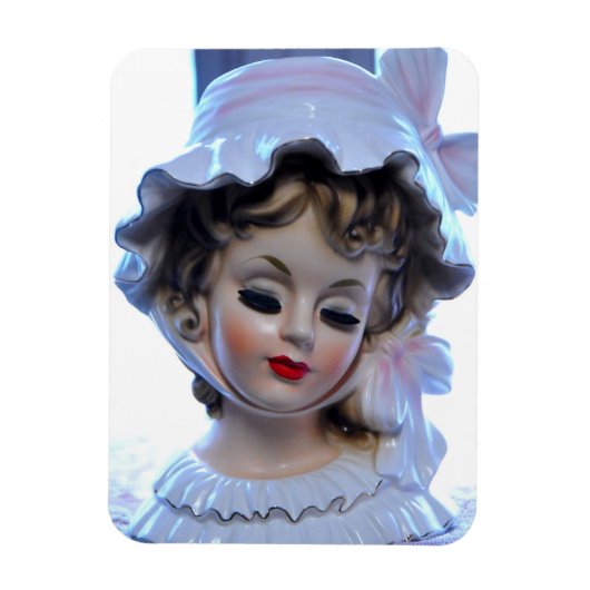 Victoriaans dame in ruffled bonnet hoofd vaas meis magneet (Verticaal)