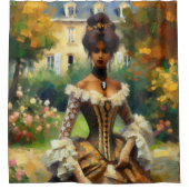 Victoriaans dame in tuin douchegordijn (Voorkant)