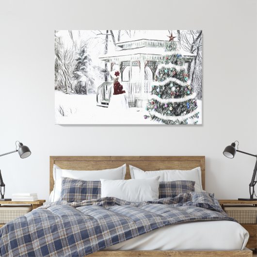  Victoriaans dame in winterparktekening Can Canvas Afdruk (Insitu (Slaapkamer))