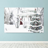 Victoriaans dame in winterparktekening Can Canvas Afdruk (Insitu (Houten vloer))
