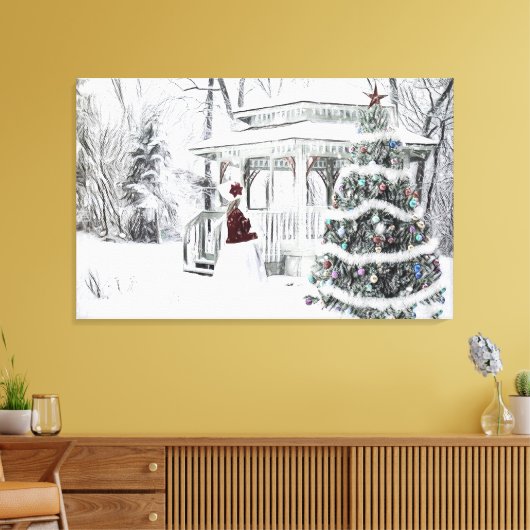  Victoriaans dame in winterparktekening Can Canvas Afdruk (Insitu (Woonkamer))