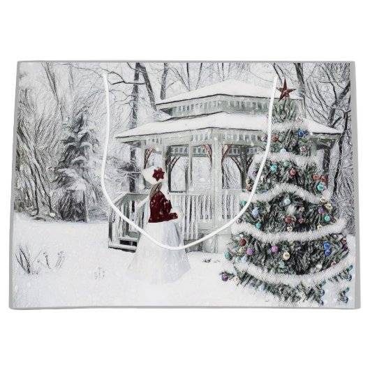  Victoriaans dame in winterparktekening Groot Cadeauzakje (Voorkant)