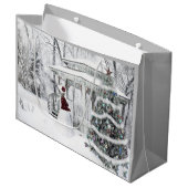  Victoriaans dame in winterparktekening Groot Cadeauzakje (Voorkant Gekanteld)