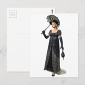 Victoriaans dame in zwart briefkaart (Voorkant / Achterkant)