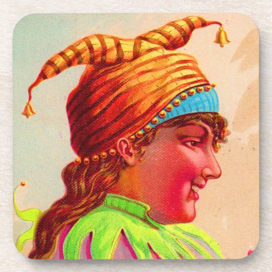 Victoriaans dame jester bier onderzetter (Voorkant)